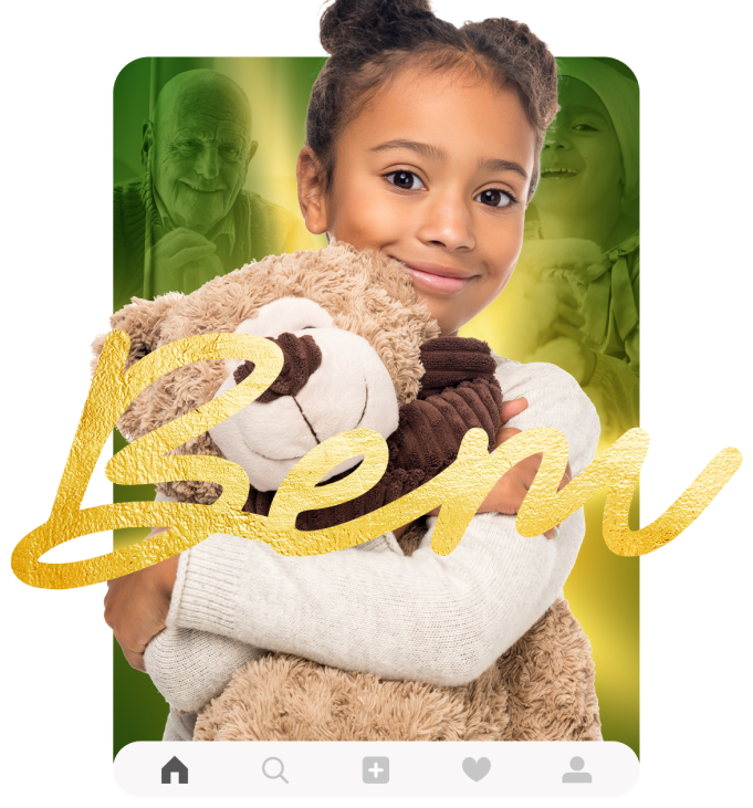 Criança abraçando urso de pelúcia